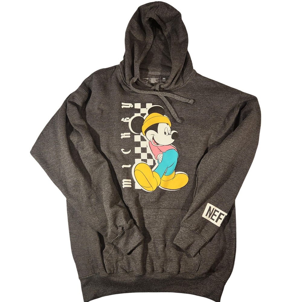 Disney Mickey Mouse Hoodie Sweatshirt Mens Medium Gray NEFF Pullover Graphic
